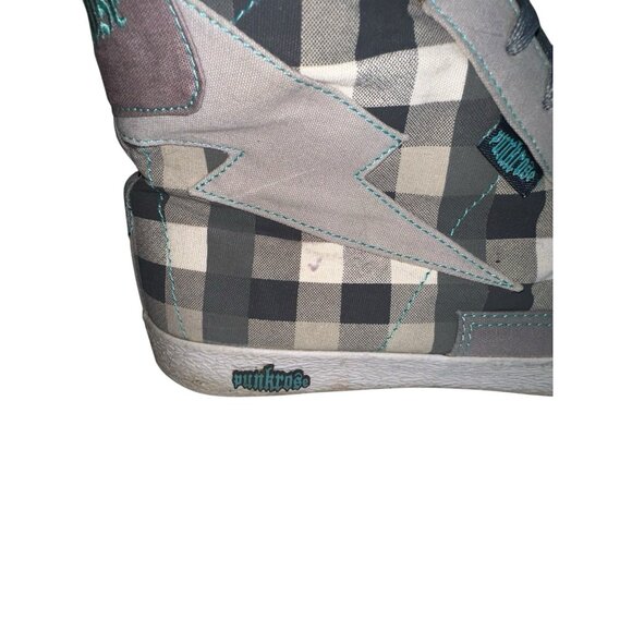 Punkrose Womens High Top Sneakers Sz 10 Gray White Check Style 73204 Punk Grunge - Picture 7 of 10